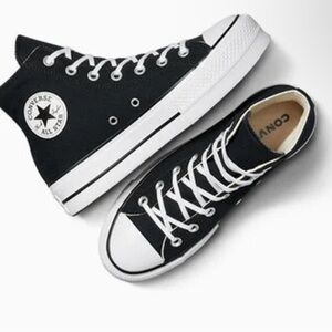 Converse Lift Platform Black and White High-Top Sneakers NEW